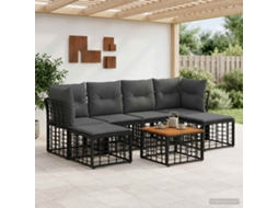 Vidaxl Conjunto De Sofás Para Exterior 7 Pcs Preto E Cinza Escuro