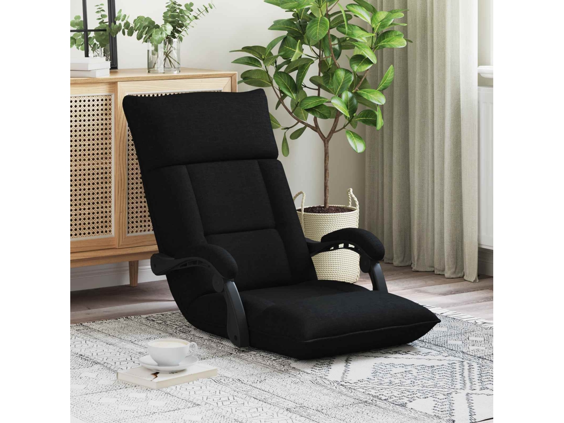 Vidaxl Cadeira De Chão Ajustável Preto Tecido