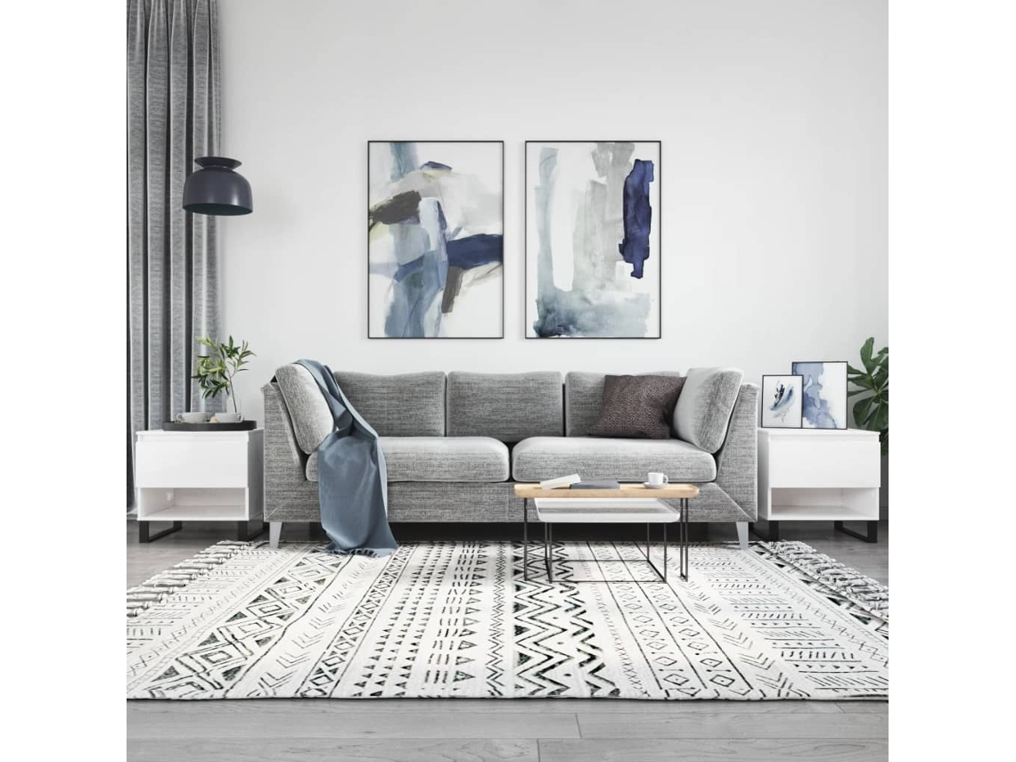 Vidaxl Mesas De Centro 2pcs 50x46x50cm Deriv. Madeira Branco Brilhante