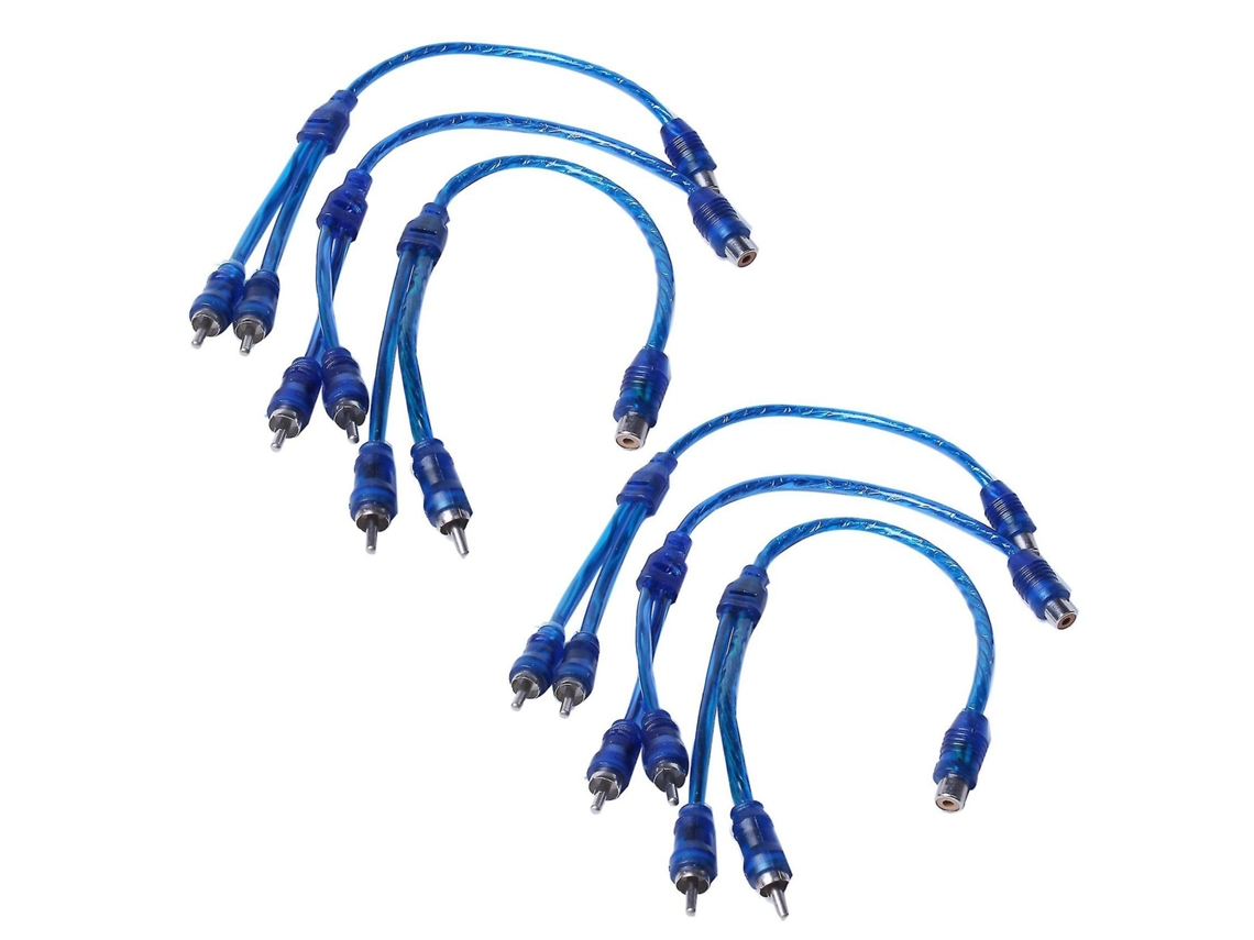 Conjunto de 6 Conectores Áudio, Adaptador 1 Rca Fêmea para 2 Macho, Cabo Divisor AQUAFORGE