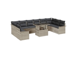 Vidaxl Conjunto De Sofá De Jardim 11 Unid. Cinzento-claro
