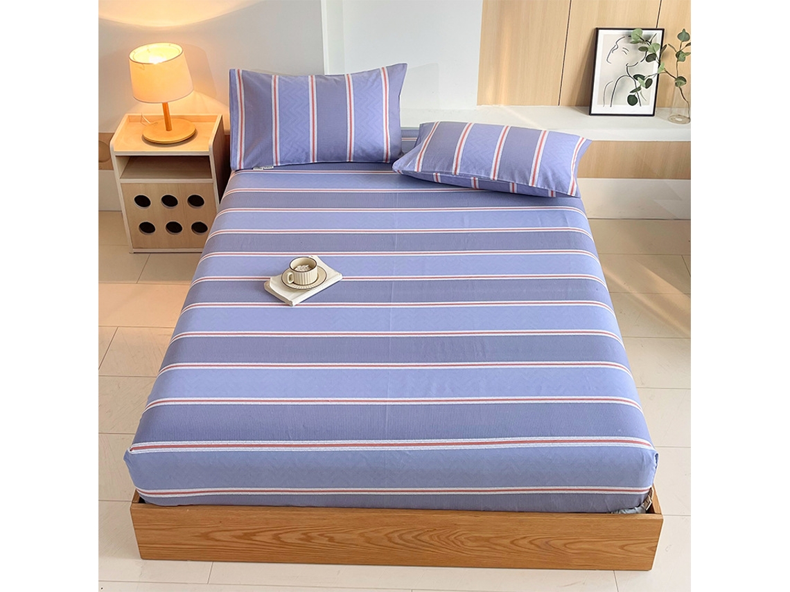 Lençol Elástico, 180*200cm, Tecido De Algodão Cru, Bolso Profundo De 30cm, Estilo Casa De Campo,para Meninas E Mulheres. Roxo Hexinyigjly