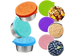 Nova Line kit de 6 Potes de Molho para Salada: Recicláveis de Aço Inoxidável com Tampas, para Piqueniques e Viagens