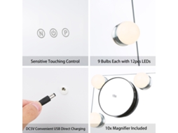 Espelho de Mesa com Luz 9 Lâmpadas Controle Táctil | S/MARCA