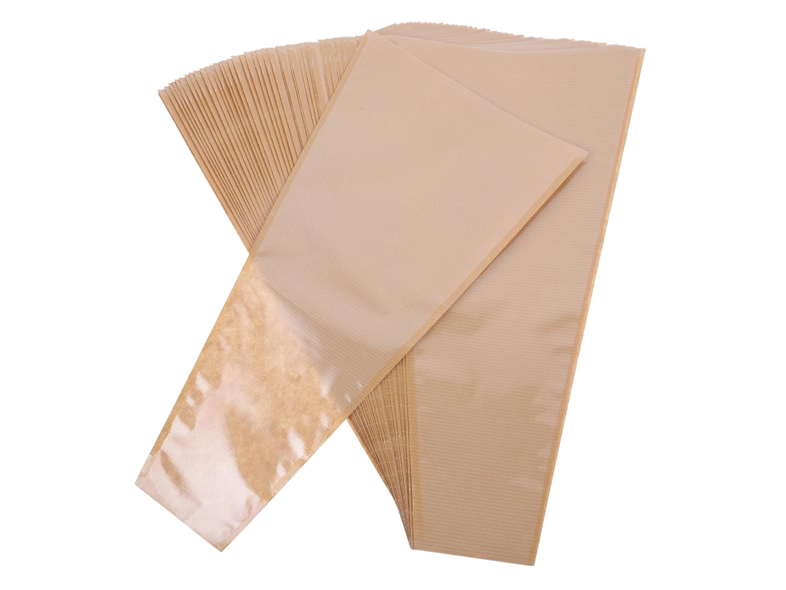 50 Sacos de Papel Kraft Marrom para Buquês de Flores, Sacos Decorativos e Resistentes para Embalar e Conservar Flores