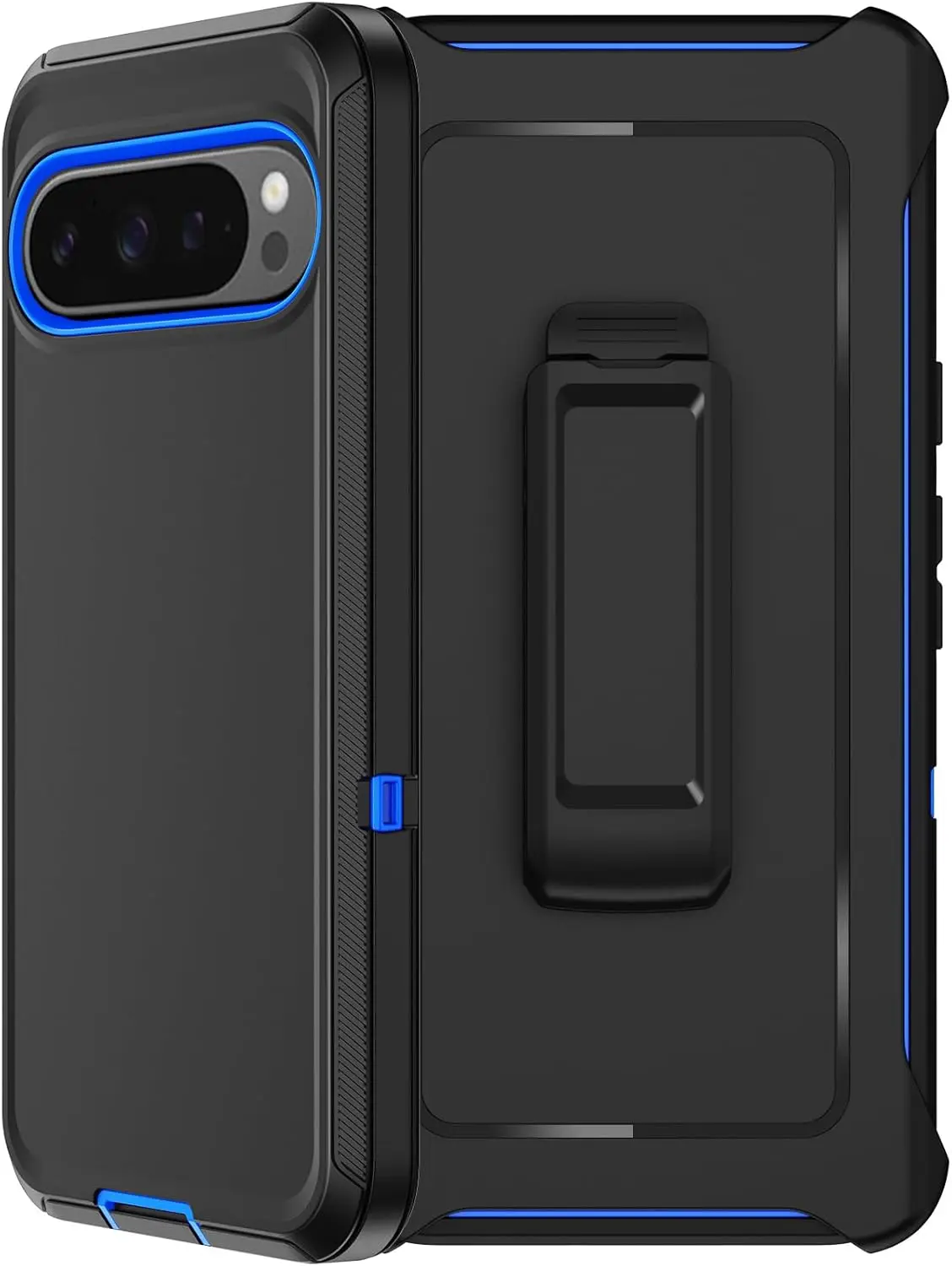 (preto/azul, Google Pixel 10 Pro) Capa Rígida E Resistente Com Clipe, Oferece Proteção Completa Contra Impactos.