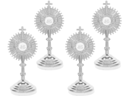 Conjunto 4 Cruzes Metal Prateado Decoração Interiores Católicos Zinco Detalhes Refinados Ornamento Culto GOKOCO