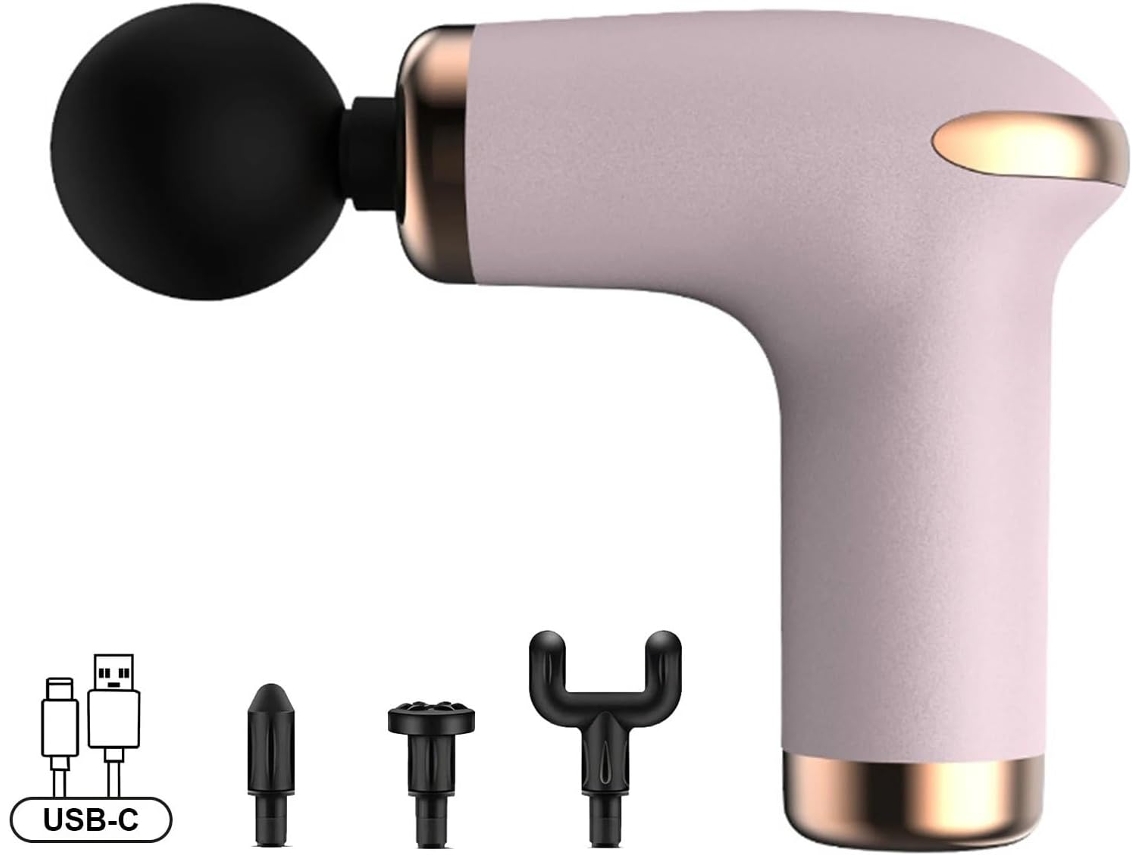 Pistola de massagem facial portátil mini DUREFORWARD na cor rosa.