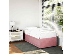 Vidaxl Estrutura de Cama 90x190 Cm Veludo Rosa