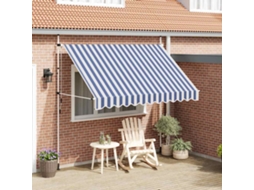 Vidaxl Toldo Retrátil Manual 300 Cm Riscas Azuis E Brancas