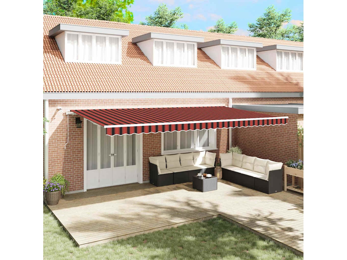 Vidaxl Toldo Retrátil Laranja E Marrom 600 × 300 Cm Poliéster