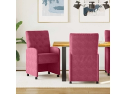 Vidaxl Cadeiras De Jantar Com Rodas 2 Pcs Vermelho Tinto Veludo