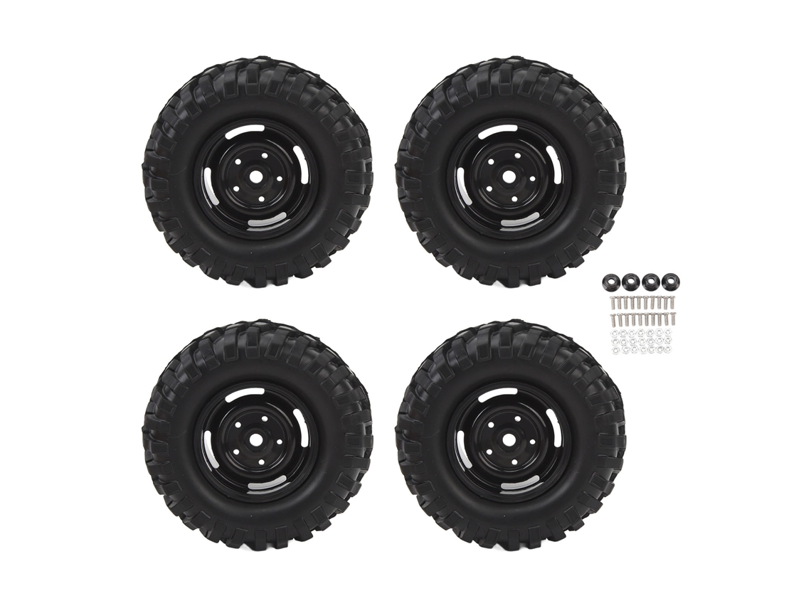 Mali 4 Pneus de Rc Crawler 1.9 Polegada Borracha com Aro de Plástico para Carros de Controle Remoto 1/10 Preto