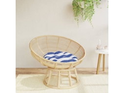 Vidaxl Almofadão Redondo Ø 60 X11 Cm Tecido Oxford Riscas Azul/branco