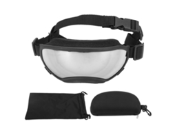 Gafas De Sol Para Perros Impermeables Al Viento Con Protección Uv Y Correa Ajustable Para Esquí, Ciclismo Y Viajes Marco Negro Con Lentes Plateadas
