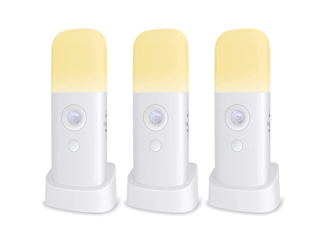 Nova Line luz Noturna para Crianças, Sensor de Movimento, Brilho Ajustável, Portátil, Recarregável, 3 pack