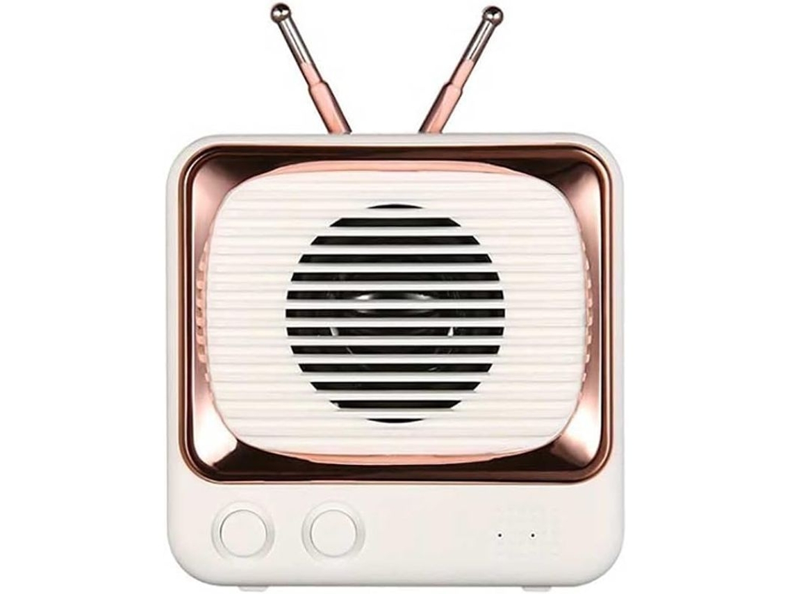CAIXA de som Bluetooth retrô YURU, portátil, rádio FM, bateria 900mAh, branca
