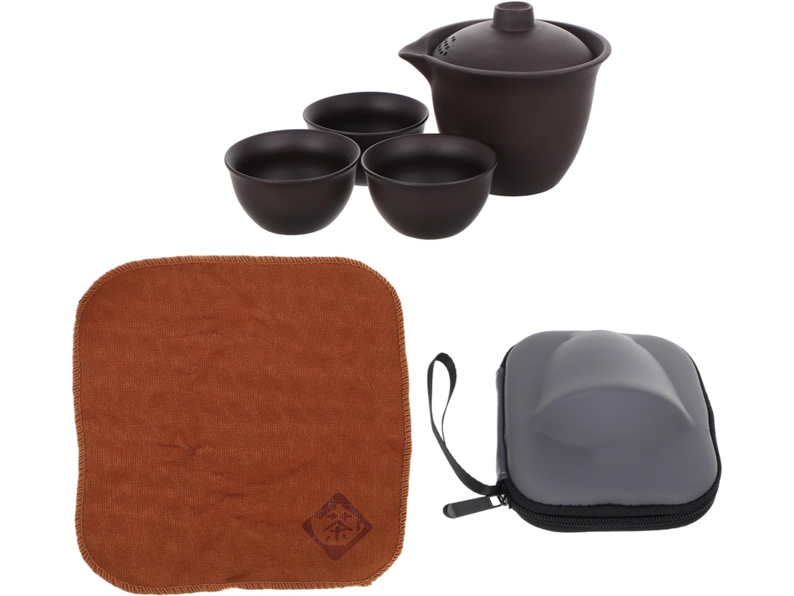 Conjunto De Chá De Viagem Estilo Camping Aleatório Em Argila Roxa Com