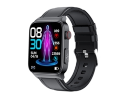 Smartwatch E500 1,83'' HD tela quadrada pulseira de relógio de couro suporta monitoramento de ECG / açúcar no sangue não invasiv