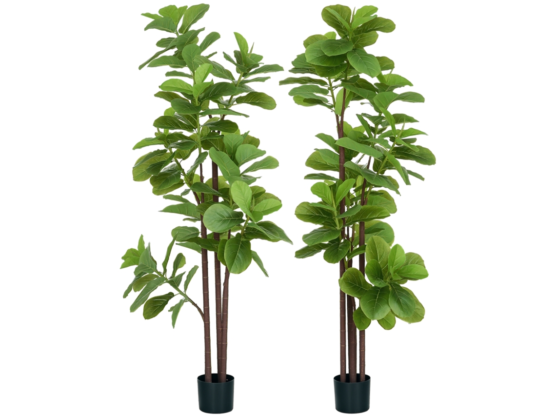 2 Plantas Artificiais Ficus Lyrata Figueira Folha de Violino 180cm com Vaso BTFORUS