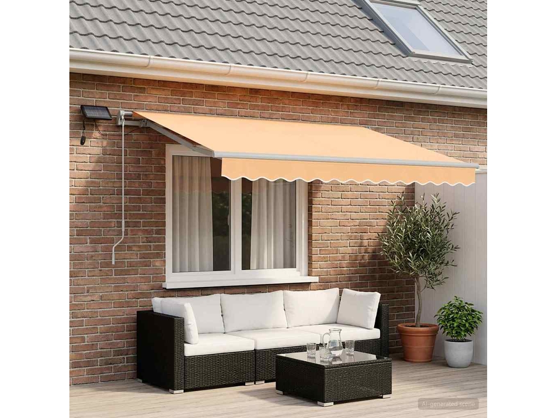 Vidaxl Toldo Retrátil Areia 350 X 250 Cm Tecido E Alumínio
