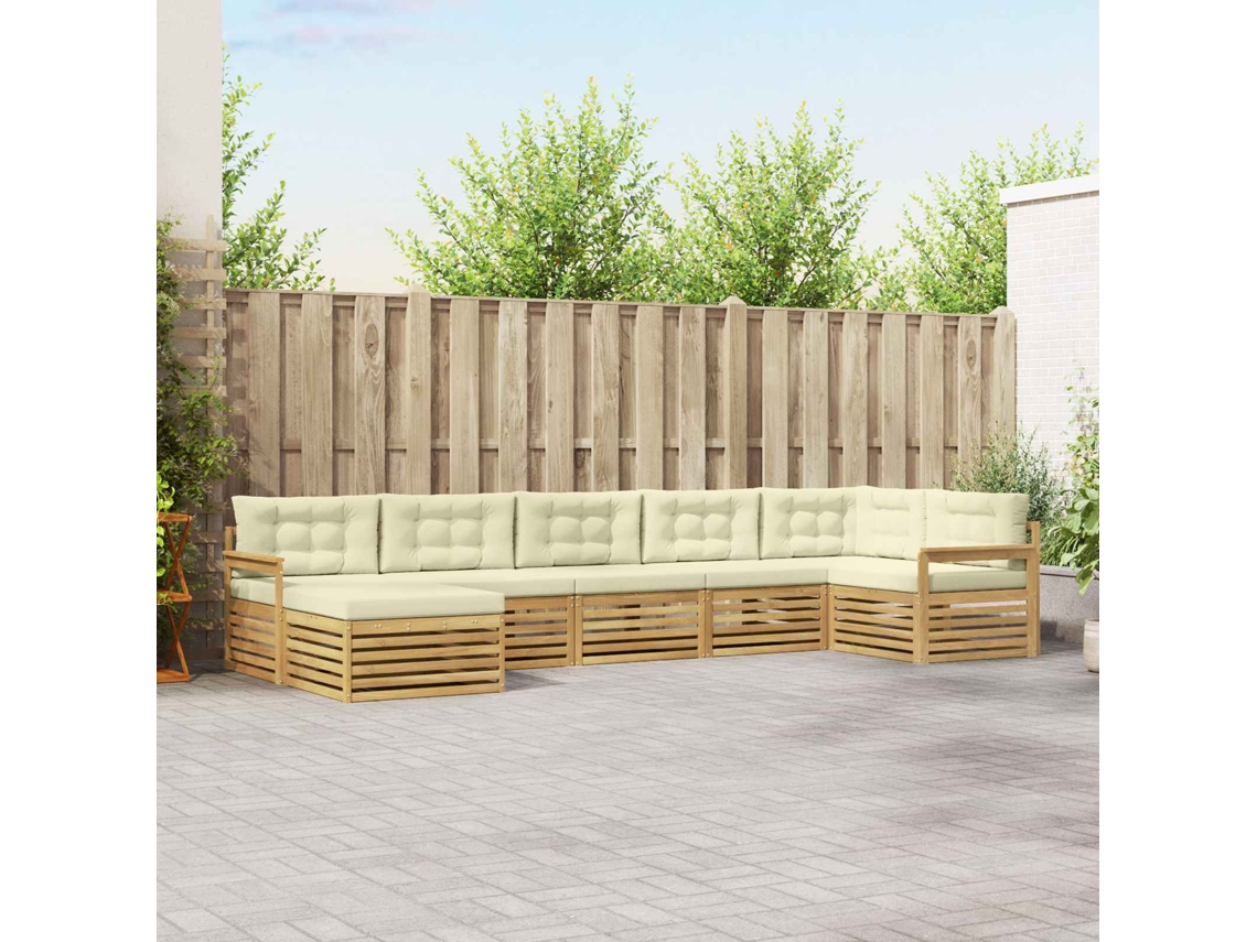 Vidaxl Conjunto De Sofás Para Exterior 7 Unid. Branco E Creme
