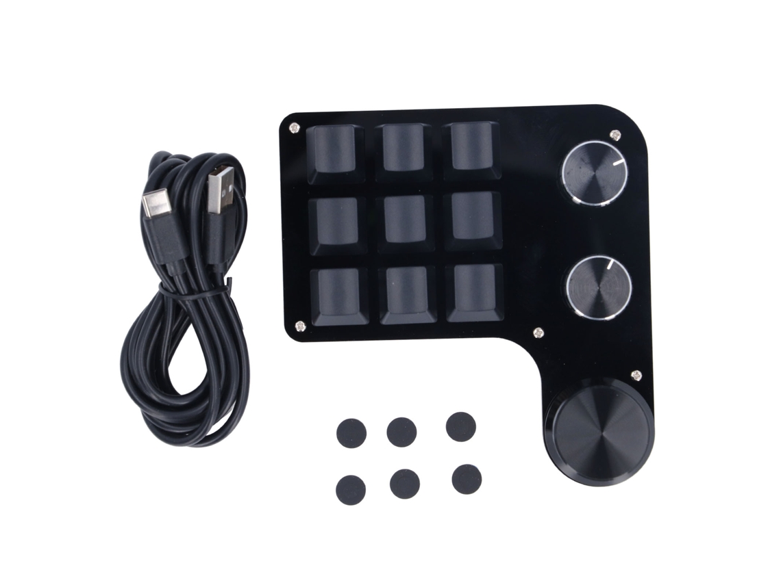Teclado Gamer Mini Usb com 9 Teclas Programáveis, 3 Botões Rgb Led S/MARCA