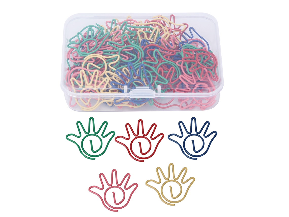 60 Piezas Caja 5 Colores Clip De Papel En Forma De Mano Clips De Notas Útiles Para Escuela Oficina