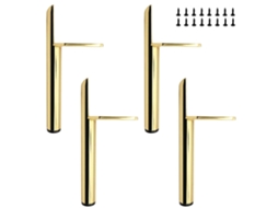 Pés De Mesa Cônicos Em Metal Dourado,15 Cm,base Antiderrapante E Silenciosa Para Sofás,mesas E Móveis Btforus