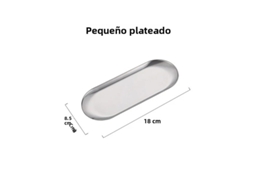 Prato de Aço Inoxidável, Adequado para Sobremesas e Aperitivos, Acompanha Talheres. MDUG (prata S)