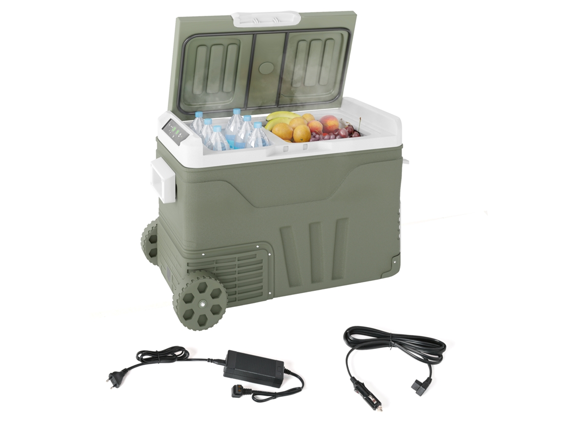 Refrigerador portátil 33l, com rodas, compartimentos, para camping