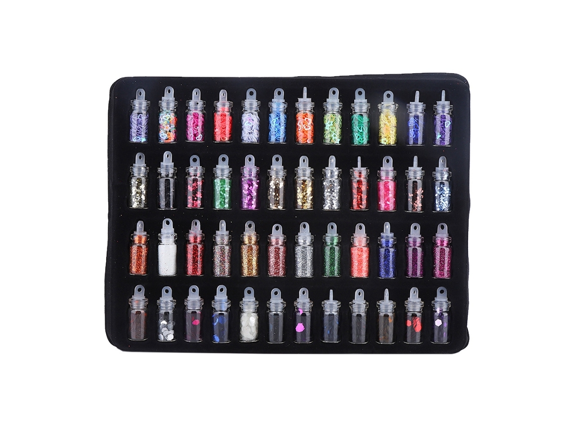 Rebe - 48 Frascos de Lantejoulas para Unhas, Pó Glitter e Pó Brilhante, Decoração para Manicure e Arte de Unhas DIY