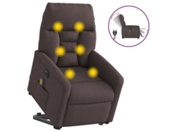 Vidaxl Poltrona Elétrica Elevatória Massagens Tecido Castanho-escuro