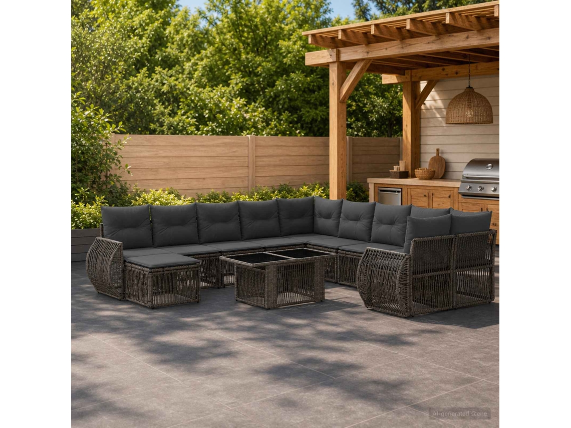 Vidaxl Conjunto De Sofá De Jardim 12 Unid. Cinza E Cinza Escuro