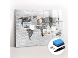 Quadro Magnético Decorativo Parede De Tijolos Mapa-múndi Para A Cozinha Espelharte (100x70 Cm)