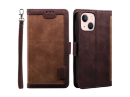 Capa Pega Para Iphone 15 Pele Sintética Castanho