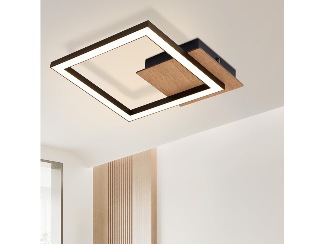 Plafon Led 3000k Branco Quente Moderno 12w Madeira Pequena Nettlife