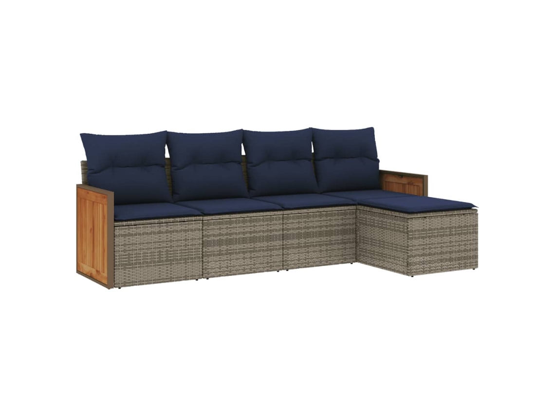 Conjunto de Sofá de Jardim, 5 Peças, Almofadas, Rattan Cinza MAISON EXCLUSIVE