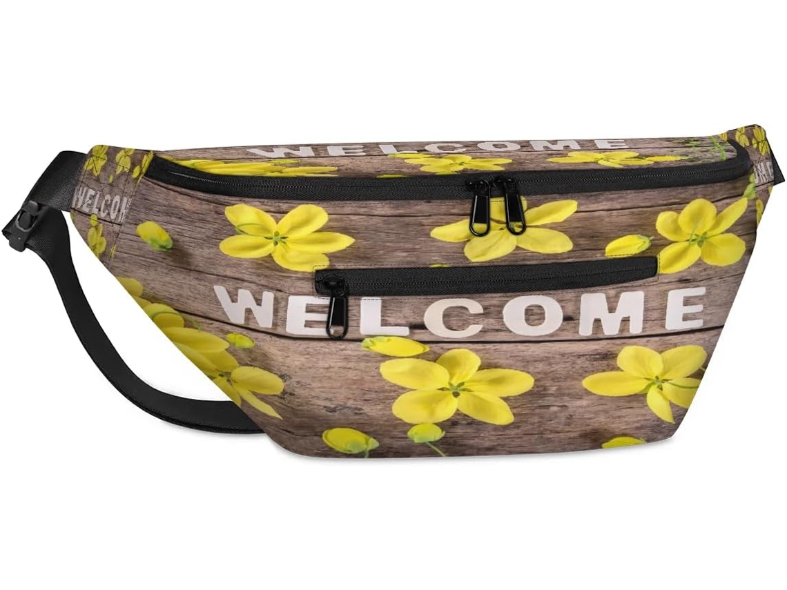 Bolsa de Ombro Madeira com Estampa Floral POLÍESTER 38x25x19 cm
