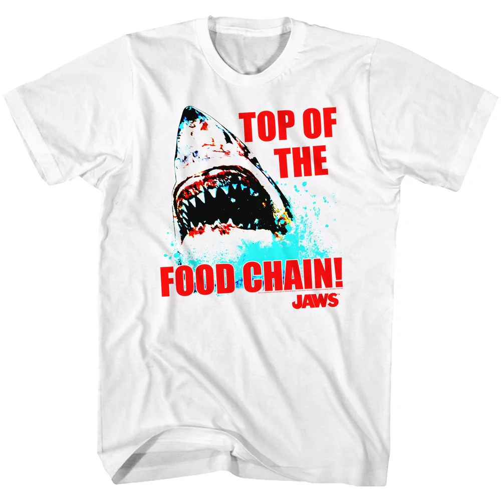 Unisex Adult T-shirt Rockinstone Jaws Movie Top Dawg White Sizexxxl