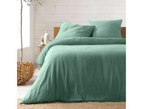 Conjunto de cama de gaze de algodão sálvia 240 x 220 cm Promo Linge