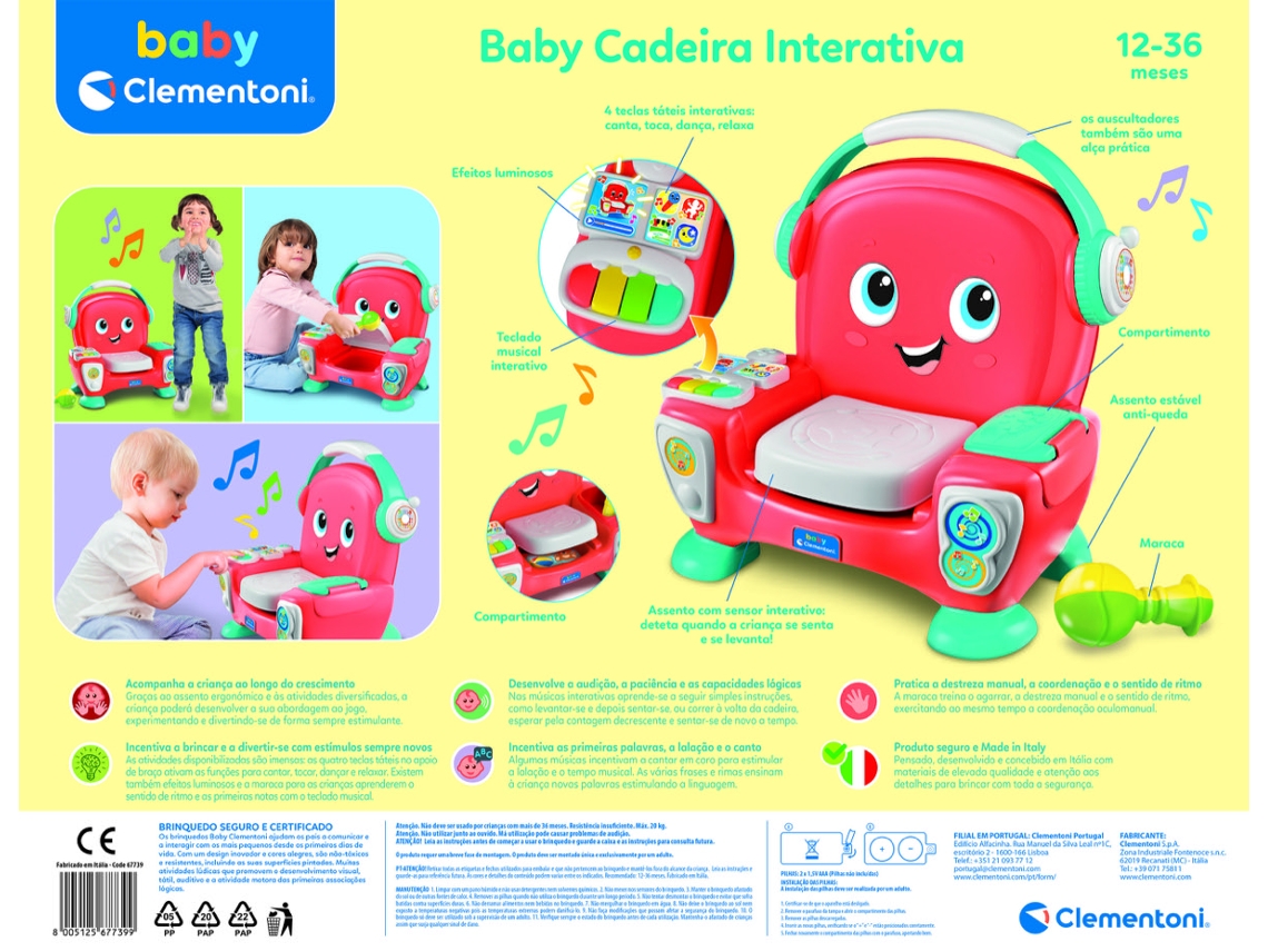 Brinquedo Didático CLEMENTONI Baby Cadeira Interativa (Idade Mínima:1 Ano -  39 x 50 x 18.5 cm)