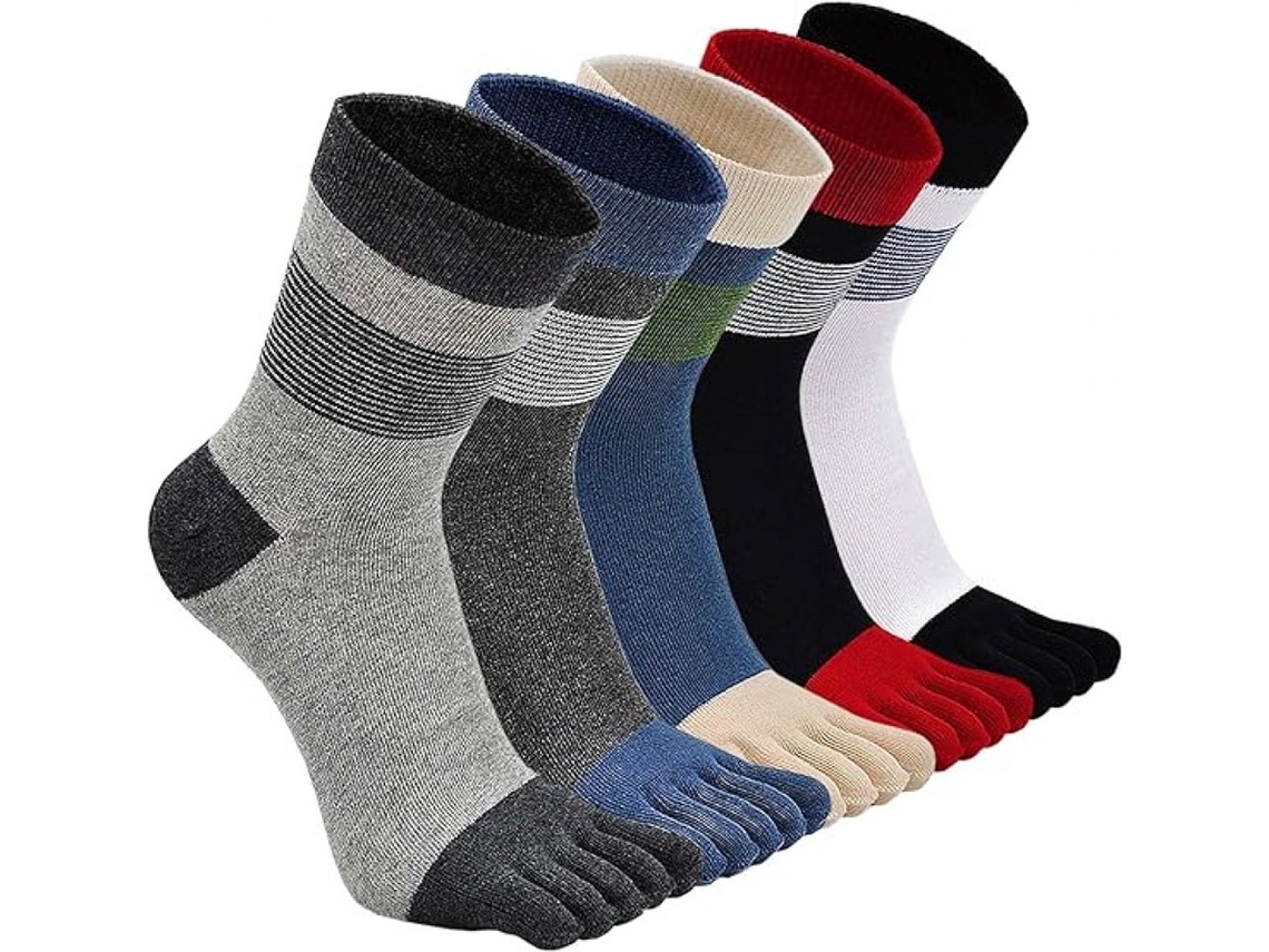 Meias com Dedos Separados, 5 Pares, Sem Costura, Macias, para Ioga, Corrida, Chinelos AQUAFORGE