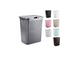 Cesto para Roupa Suja Prata 38 Litros JARDIN202 Pongotodo Design Rattan para Roupa
