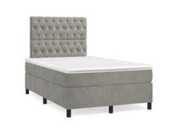 Vidaxl Cama Boxspring Com Colchão 120x190 Cm Veludo Cinzento-claro