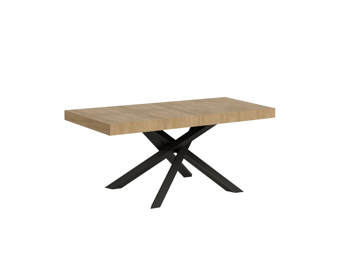 Mesa de Jantar Extensível 90X120/224 Cm Volantis Premium Carvalho Natural Quadro Antracite ITAMOBY