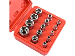 Conjunto 14pcs Soquetes Estrela Fêmea 1/2 3/8 1/4 Drive E4-e24 Com Caixa De Armazenamento