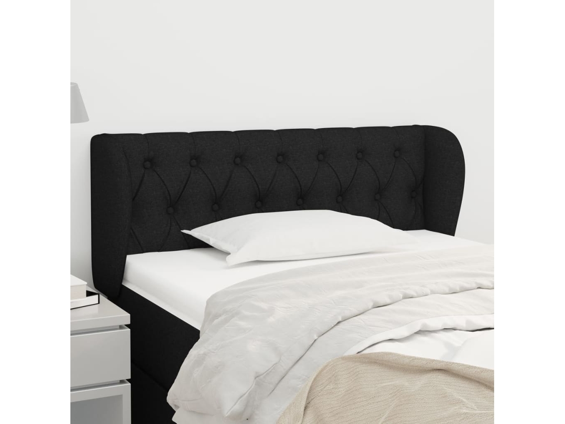 Cabeceira De Cama C/ Abas Tecido 93x23x78/88 Cm Preto