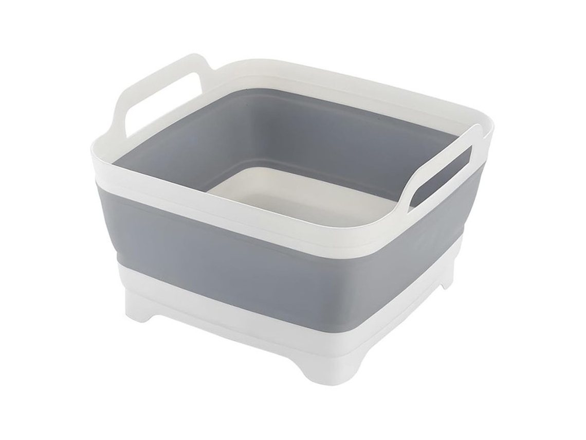 Bacia Dobrável Com Drenagem – Bacia De Lavar Loiça – Lavatório Portátil – 31,530,5*20 Cm – Cinza/branco – Pp/tpr