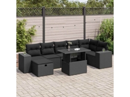 Vidaxl 5 Pcs Conjunto Sofás de Jardim com Almofadões Vime Pe Preto